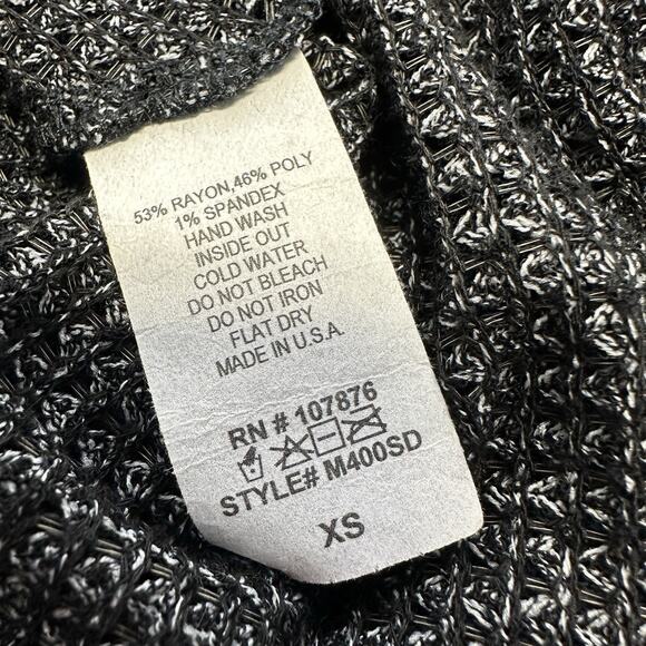 Comfy USA Black Gray Open Knit Dress Ruched Front Bow Unlined Womens Size XS‎ - Picture 6 of 6